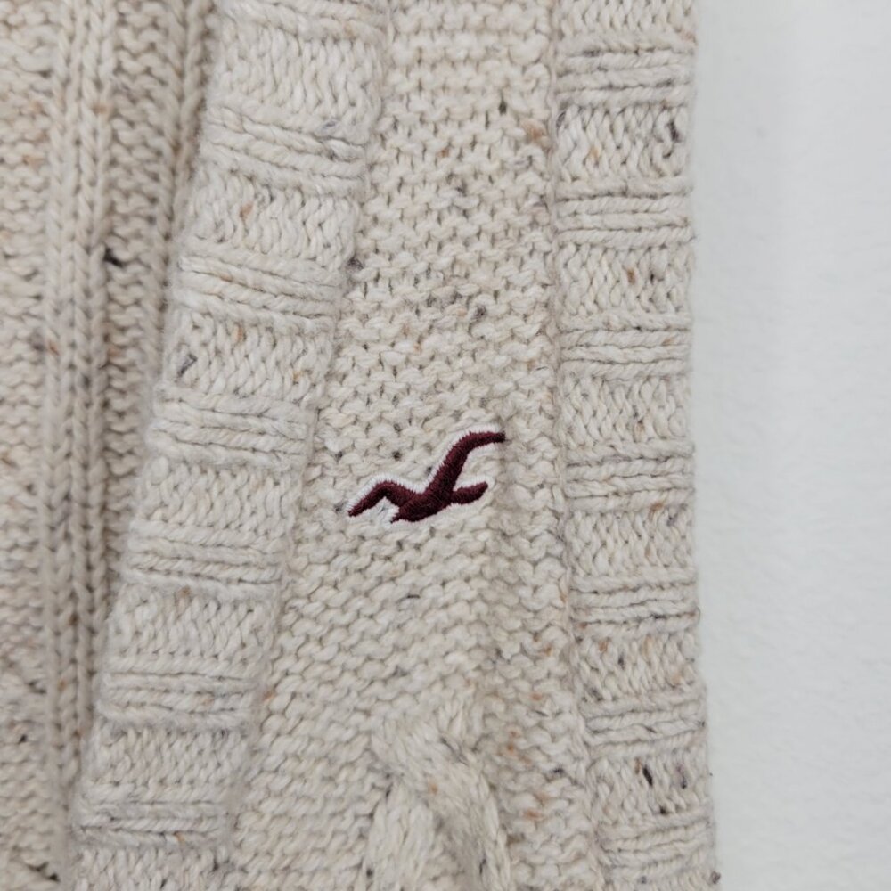 Hollister Y2K Marled Wool Knit Sweater Vest Button Closure Tan Beige Oat L #3346 - Picture 5 of 5